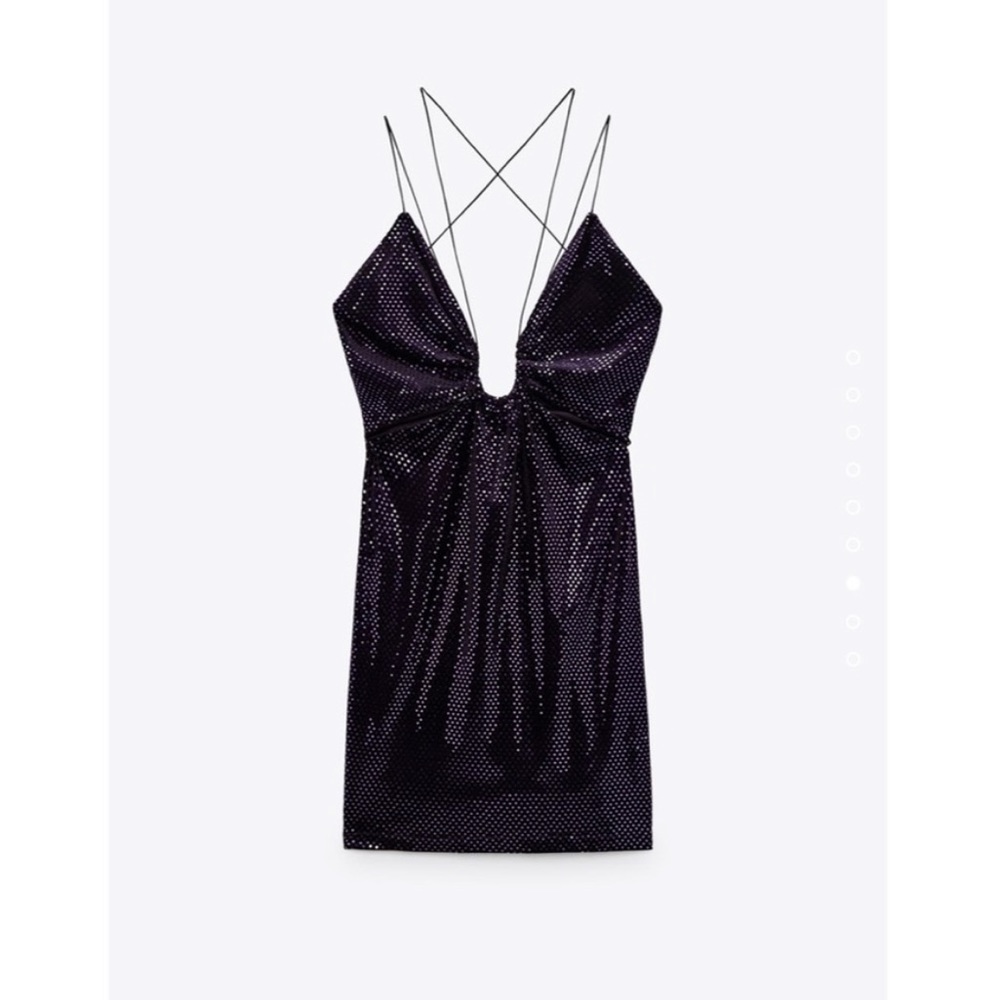 Blogger’s Favorite 🤩 Zara Purple Shiny Ring Detail Strappy Back Mini Dress - Picture 7 of 9